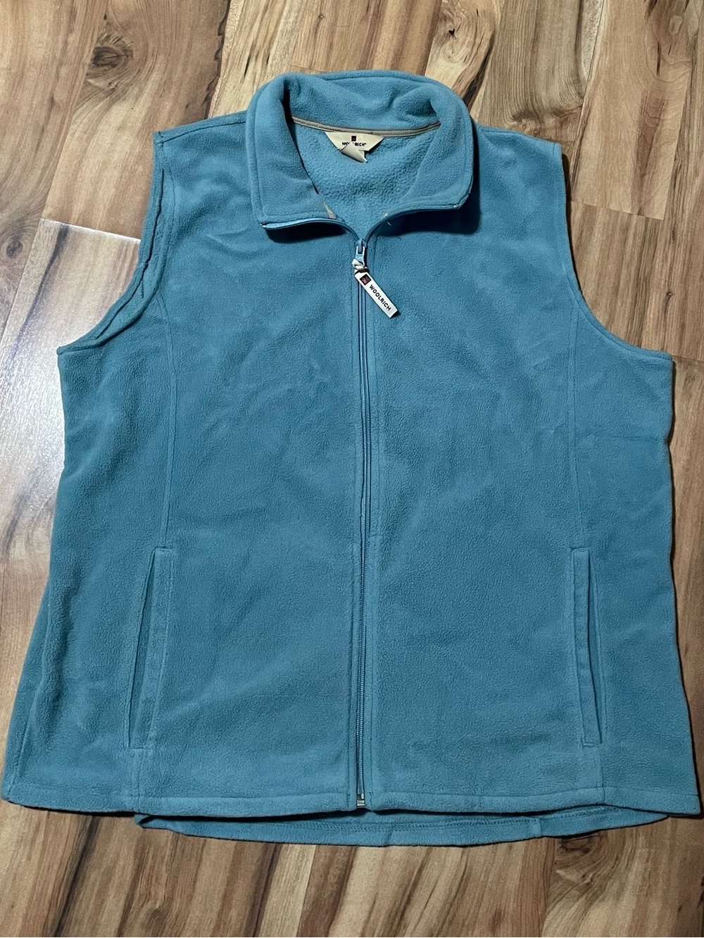 Vtg Woolrich Teal Fleece Zip Up Vest Utility Cabincore Gorpcore XL